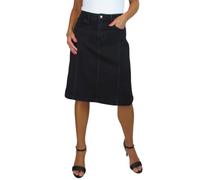 Paulo Due Women's A Line Denim Skirt Ladies Knee Length Flared Jeans Skirt Panelled Black Soft Wash 10-22 (18)