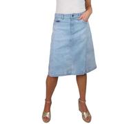 Paulo Due Women's A Line Denim Skirt Ladies Knee Length Flared Jeans Skirt Panelled Bleach Pale Blue 10-22 (20)