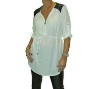 Paulo Due Women's Belted Tunic Shirt in Cream | Size: Medium/Large Paulo Due Cream M/L