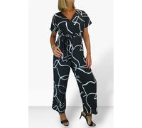 Paulo Due Women's Black Print Belted Wrap Jumpsuit - 6