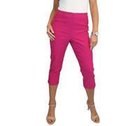 Paulo Due Women's Capri Trousers UK Ladies High Waist Everyday Stretch Cropped 3/4 Length Summer Pants Fuchsia Pink 8-20 (10)