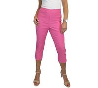 Paulo Due Women's Capri Trousers UK Ladies High Waist Everyday Stretch Cropped 3/4 Length Summer Pants Hot Pink 8-20 (12)