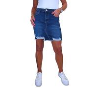 Paulo Due Women's Denim Mini Skirt Casual Frayed Hem with Rips Jeans Skirt Blue 8-16 (10)