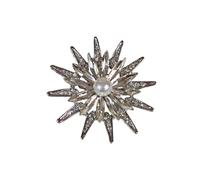 Paulo Due Women's Diamante Daisy Style Flower Brooch in Silver Paulo Due Silver One Size