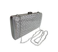 Paulo Due Women's Diamante Sparkle Clutch Bag with Shaped Rhinestones Ladies Detachable Shoulder Chain Evening Prom Wedding Bridal Clutches Silver