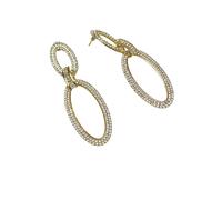 Paulo Due Women's Double Oval Linked Hoop Diamante Earrings - Gold