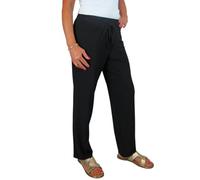 Paulo Due Women's Elasticated Waist Straight Leg Trousers UK Ladies Lightweight Pull-On Work Pants Black 10-20 (XXL, 18-20)