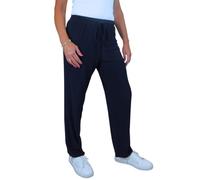 Paulo Due Women's Elasticated Waist Straight Leg Trousers UK Ladies Lightweight Pull-On Work Pants Navy Blue 10-20 (M, 10-12)