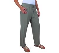 Paulo Due Women's Elasticated Waist Straight Leg Trousers UK Ladies Lightweight Pull-On Work Pants Olive Green 10-20 (L, 12-14)