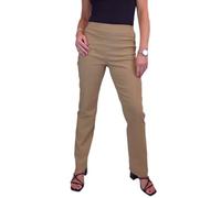 Paulo Due Women's Elasticated Waist Trousers Pull On High Waist Straight Leg Trousers Evening Day Office Work Camel Beige 8-22 (16)