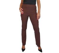 Paulo Due Women's Elasticated Waist Trousers Pull On High Waist Straight Leg Trousers Evening Day Office Work Brown 8-22 (22)