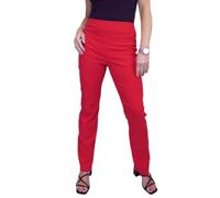 Paulo Due Women's Elasticated Waist Trousers Pull On High Waist Straight Leg Trousers Evening Day Office Work Red 8-22 (14)