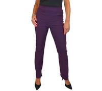 Paulo Due Women's Elasticated Waist Trousers Pull On High Waist Straight Leg Trousers Evening Day Office Work Purple 8-22 (16)
