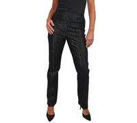 Paulo Due Women's Elasticated Waist Trousers Pull On High Waist Straight Leg Trousers Evening Day Office Work Black with Gold Pinstripe 8-22 (8)