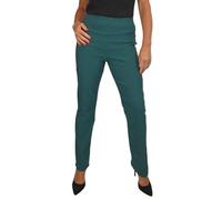 Paulo Due Women's Elasticated Waist Trousers Pull On High Waist Straight Leg Trousers Evening Day Office Work Bottle Green 8-22 (18)