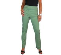 Paulo Due Women's Elasticated Waist Trousers Pull On High Waist Straight Leg Trousers Evening Day Office Work Sage Green 8-22 (16)