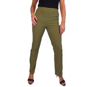 Paulo Due Women's Elasticated Waist Trousers Pull On High Waist Straight Leg Trousers Evening Day Office Work Khaki Green 8-22 (8)
