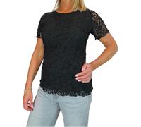 Paulo Due Women's Elegant Stretch Crochet Lace Top Short Sleeve, Bubble Textured, Fully Lined Black 10-20 (M, 10-12)
