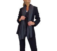 Paulo Due Women's Fine Silk Voile Scarf Ladies Oversized Shawl with Metallic Threads Elegant Wrap for Evening, Travel, and Gifts Dark Grey