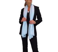 Paulo Due Women's Fine Silk Voile Scarf Ladies Oversized Shawl with Metallic Threads Elegant Wrap for Evening, Travel, and Gifts Pale Blue