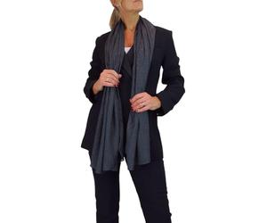 Paulo Due Women's Fine Silk Voile Scarf Ladies Oversized Shawl with Metallic Threads Elegant Wrap for Evening, Travel, and Gifts Dark Grey