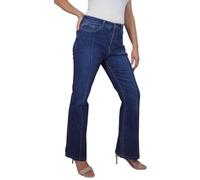 Paulo Due Women's Flared Jeans with Seam Detail Ladies High Waisted Bootcut Stretch Denim Pintuck Jeans Indigo Dark Fade 10-22 (18)