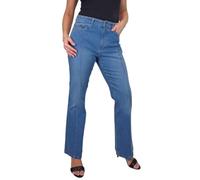 Paulo Due Women's Flared Jeans with Seam Detail Ladies High Waisted Bootcut Stretch Denim Pintuck Jeans Mid Blue Fade 10-22 (14)