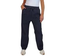 Paulo Due Women's Fleece Lined Waffle Trousers Ladies Elastic Waist Relaxed Leg Pants Navy Blue 8-18 (12-14)