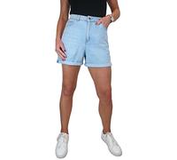 Paulo Due Women's High Waist Denim Mom Shorts 100% Cotton Pale Blue 18