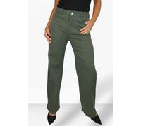 Paulo Due Womens High Waist Straight Leg Coloured Denim Jeans - 10 - Khaki