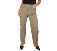 Paulo Due Women's High Waist Wide Leg Jeans Ladies Stretch Denim Solid Colour Heavy Cotton Jeans Tan 10-20 (10)