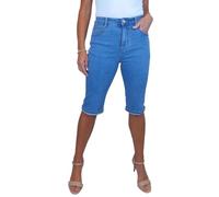 Cropped Knee Length Denim Jean Shorts Paulo Due Mid Blue 16