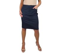 Paulo Due Women's Knee Length Stretch Chino Pencil Skirt Ladies Jeans Style Heavy Cotton Casual Summer Skirt Navy Blue 8-20 (8)