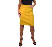 Paulo Due Women's Knee Length Stretch Chino Pencil Skirt Ladies Jeans Style Heavy Cotton Casual Summer Skirt Mustard Yellow 8-20 (18)