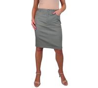 Paulo Due Women's Knee Length Stretch Chino Pencil Skirt Ladies Jeans Style Heavy Cotton Casual Summer Skirt Khaki Green 10-20 (18)