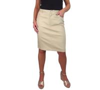 Paulo Due Women's Knee Length Stretch Chino Pencil Skirt Ladies Jeans Style Heavy Cotton Casual Summer Skirt Beige 10-20 (16)