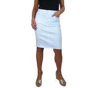 Paulo Due Women's Knee Length Stretch Chino Pencil Skirt Ladies Jeans Style Heavy Cotton Casual Summer Skirt White 10-20 (18)
