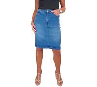 Paulo Due Womens Knee Length Stretch Denim Skirt Ladies 5 Pocket Jeans Pencil Skirt Mid Blue Faded 10-22 (20)