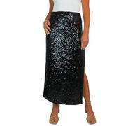 Paulo Due Women's Maxi Sequin Skirt with Side Leg Split | Ladies Sparkly Elegant Fully Lined Skirt, Special Occasions, Stretch, Evening, Festival
