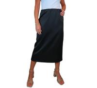 Paulo Due Women's Midaxi Matte Satin Skirt Elasticated Waist Ladies Straight Maxi Smart Evening Skirt Black 10-20 (12)