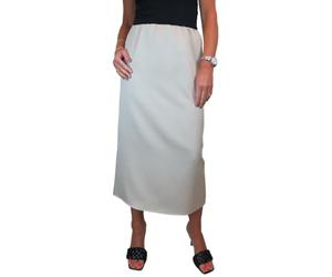 Paulo Due Women's Midaxi Matte Satin Skirt Elasticated Waist Ladies Straight Maxi Smart Evening Skirt Golden Beige 10-20 (16)