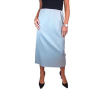 Paulo Due Women's Midi 32" Matte Satin Elasticated Waist Skirt | Ladies Straight Midi Maxi Smart Evening Skirt, Smart Casual, Lightweight