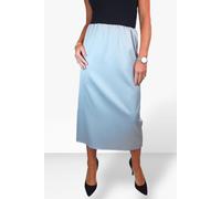 Paulo Due Women's Midi Maxi Matte Satin Skirt Elasticated Waist - 16 - Silver