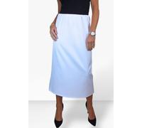 Paulo Due Women's Midi Maxi Matte Satin Skirt Elasticated Waist - 16 - White