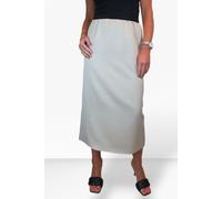 Paulo Due Women's Midi Maxi Matte Satin Skirt Elasticated Waist in Beige | Size: 16 Paulo Due Beige 16