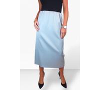 Paulo Due Women's Midi Maxi Matte Satin Skirt Elasticated Waist in Silver | Size: 20 Paulo Due Silver 20