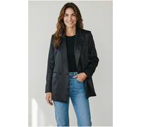 Paulo Due Women's Oversized Double Breasted Satin Blazer in Black | Size: 10-12 Paulo Due Black 10-12