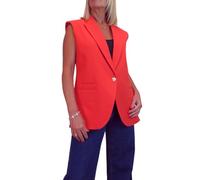 Paulo Due Women's Oversized Waistcoat Longline Tailored Blazer Vest | Ladies Smart Work Office Formal Jacket, Sleeveless Blazer, Longline