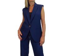 Paulo Due Women's Oversized Waistcoat Longline Tailored Blazer Vest | Ladies Smart Work Office Formal Jacket, Sleeveless Blazer, Longline