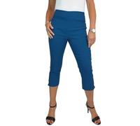Paulo Due Women's Pull On Cropped Trousers with Elastic Waist | Ladies Summer Stretch Bengaline Capri Pants with Elasticated Waist